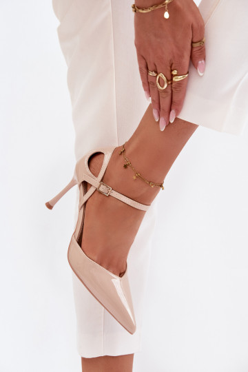 con efecto barniz zapatos de tacón alto con correas beige Tarilin