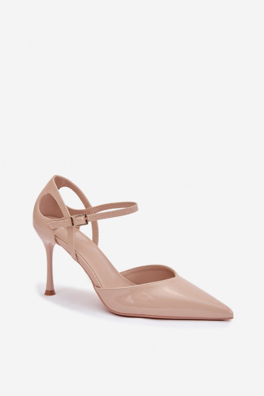 con efecto barniz zapatos de tacón alto con correas beige Tarilin
