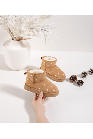 Botas de nieve para niños con motivos florales, de color marrón, Gracina