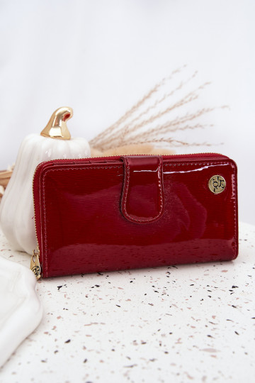 lacado Cartera de mujer Ze color doradom Detalem color rojo Evlinne