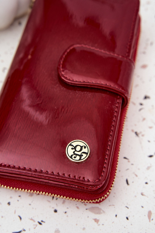 lacado Cartera de mujer Ze color doradom Detalem color rojo Evlinne