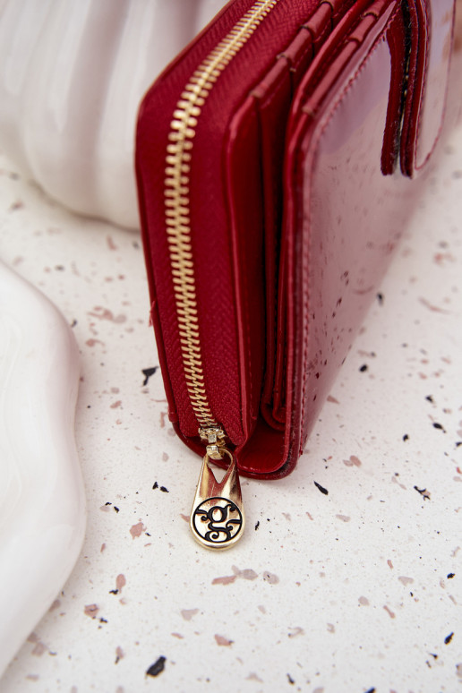 lacado Cartera de mujer Ze color doradom Detalem color rojo Evlinne