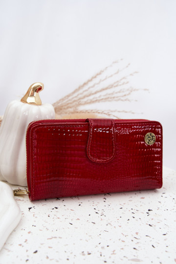 lacado Cartera de mujer con una huella I color doradom Detalem color rojo Evlinne