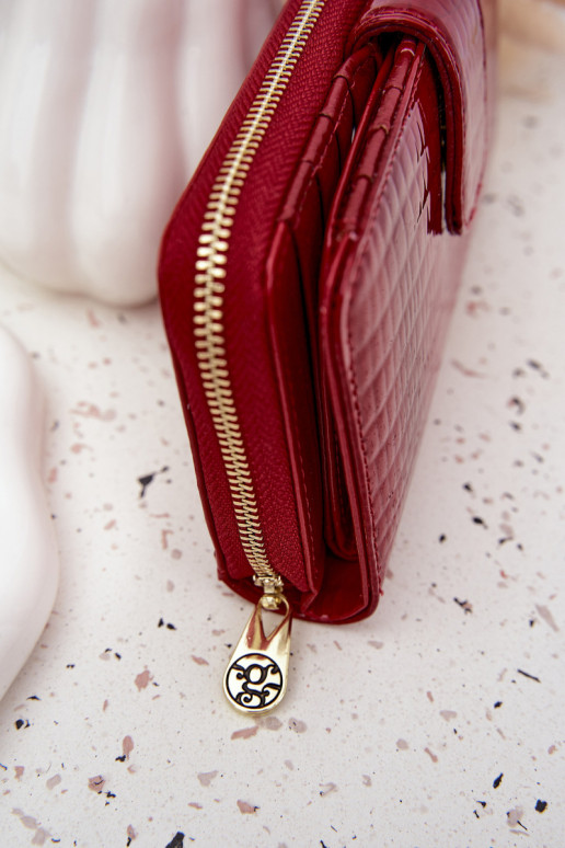 lacado Cartera de mujer con una huella I color doradom Detalem color rojo Evlinne
