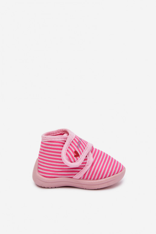 Zapatillas Infantil con sujetadores adhesivos con rayas color rosa Lavelle