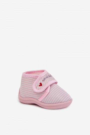 Zapatillas Infantil con sujetadores adhesivos con rayas Tono rosa claro Lavelle