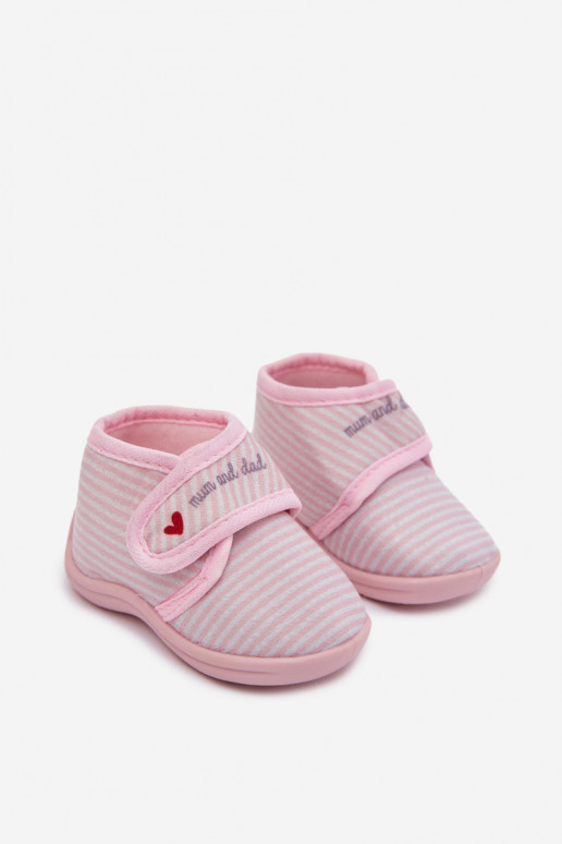 Zapatillas Infantil con sujetadores adhesivos con rayas Tono rosa claro Lavelle