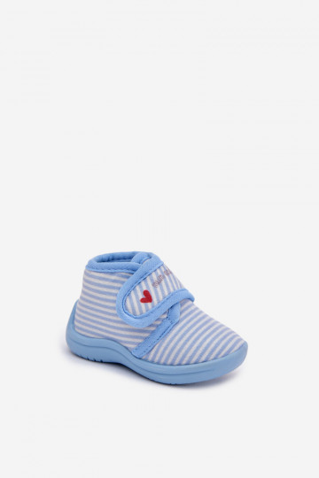 Zapatillas de niño azules con cierre de velcro y rayas Lavelle