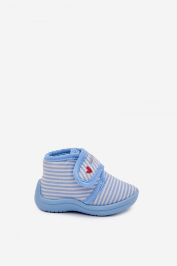 Zapatillas de niño azules con cierre de velcro y rayas Lavelle 2