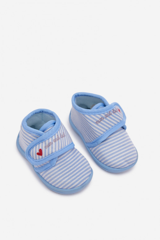 Zapatillas Infantil con sujetadores adhesivos con rayas color azul Lavelle