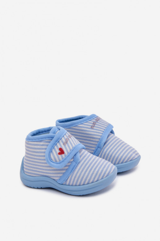 Zapatillas Infantil con sujetadores adhesivos con rayas color azul Lavelle