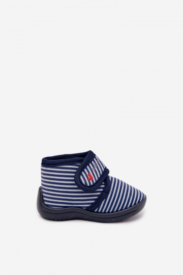 Zapatillas de niño azul marino con cierre de velcro y rayas Lavelle 2