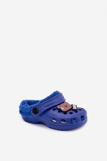 Zapatillas de casa infantiles cálidas con forro de peluche, color azul oscuro "Cerelle"