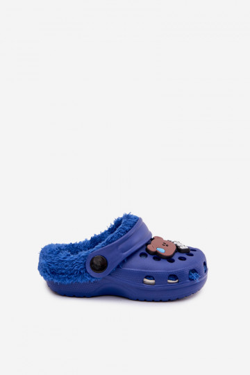 Zapatillas de casa infantiles cálidas con forro de peluche, color azul oscuro "Cerelle" 2