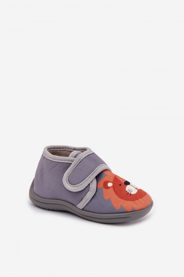 Zapatillas de casa grises con velcro para niños "Katline"