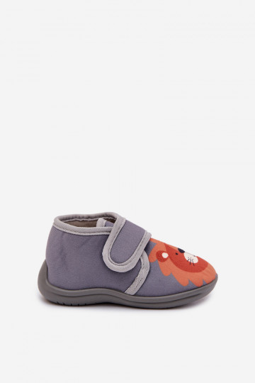 Zapatillas de casa grises con velcro para niños "Katline" 2