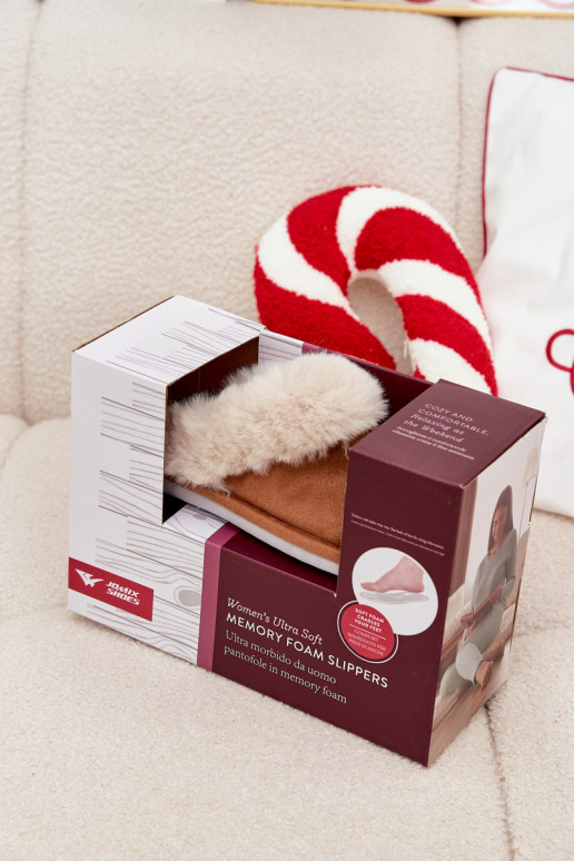 Pantuflas de mujer con pelaje, de color marrón "Delissa"