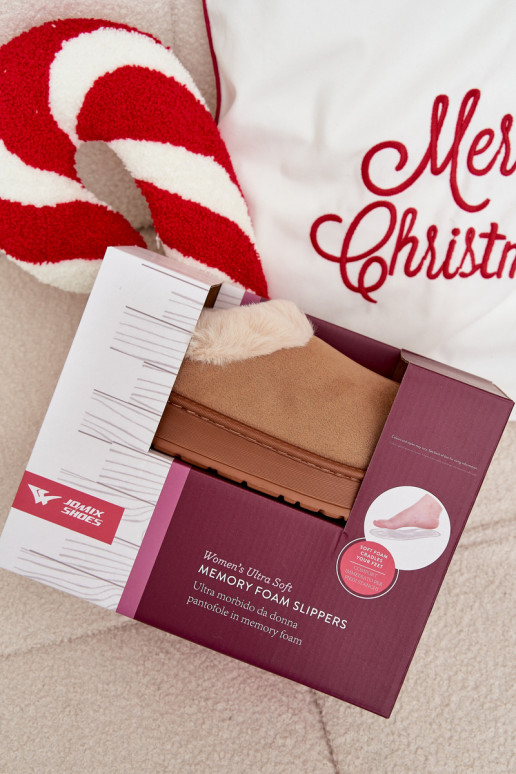 Pantuflas de mujer con pelaje, de color marrón "Eveline"