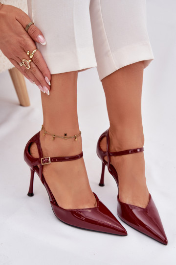 Zapatos de tacón lacados con tiras, color burdeos Tarilin 2