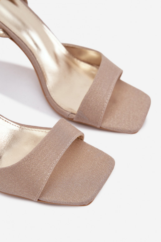 Sandalias de mujer con tacones finos y brillo, color dorado Brisora