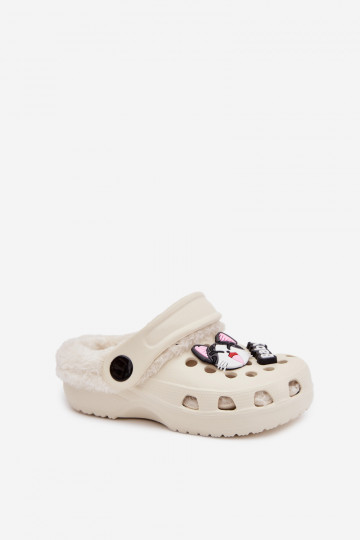 Zapatillas de casa infantiles cálidas con forro de peluche, color crema "Cerelle"