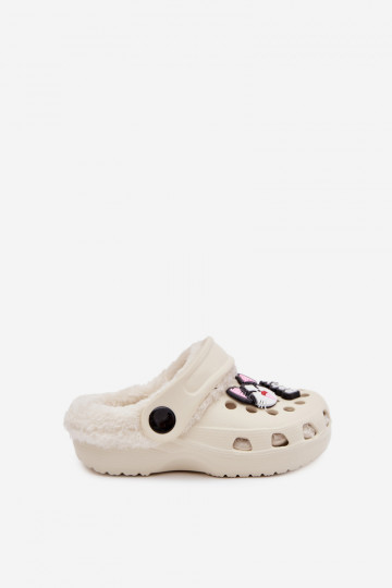 Zapatillas de casa infantiles cálidas con forro de peluche, color crema "Cerelle" 2