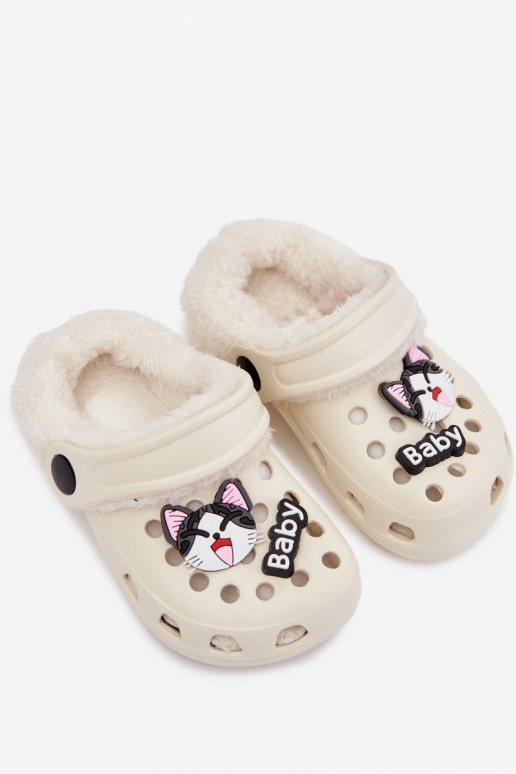 Zapatillas de casa infantiles cálidas con forro de peluche, color crema "Cerelle"