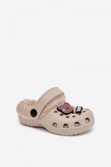 Zapatillas de casa infantiles cálidas con forro de peluche, color caqui "Cerelle"