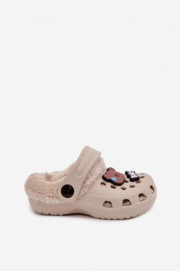 Zapatillas de casa infantiles cálidas con forro de peluche, color caqui "Cerelle" 2