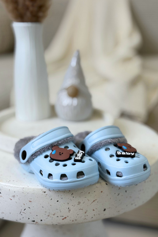 Zapatillas de casa infantiles cálidas con forro de peluche, color azul claro "Cerelle"