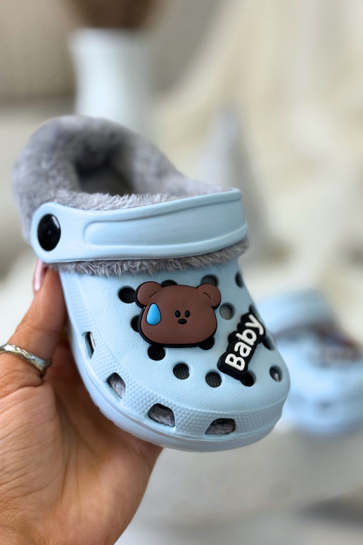 Zapatillas de casa infantiles cálidas con forro de peluche, color azul claro "Cerelle"