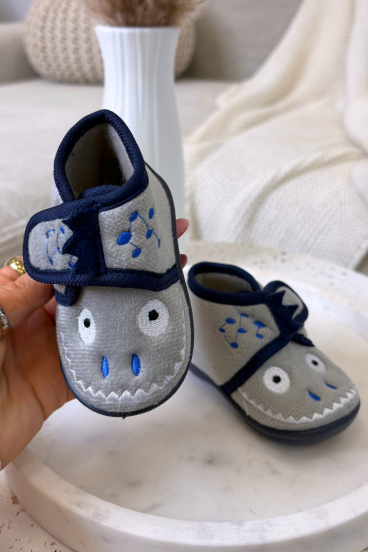Zapatillas de casa grises con velcro para niños "Jeselle"