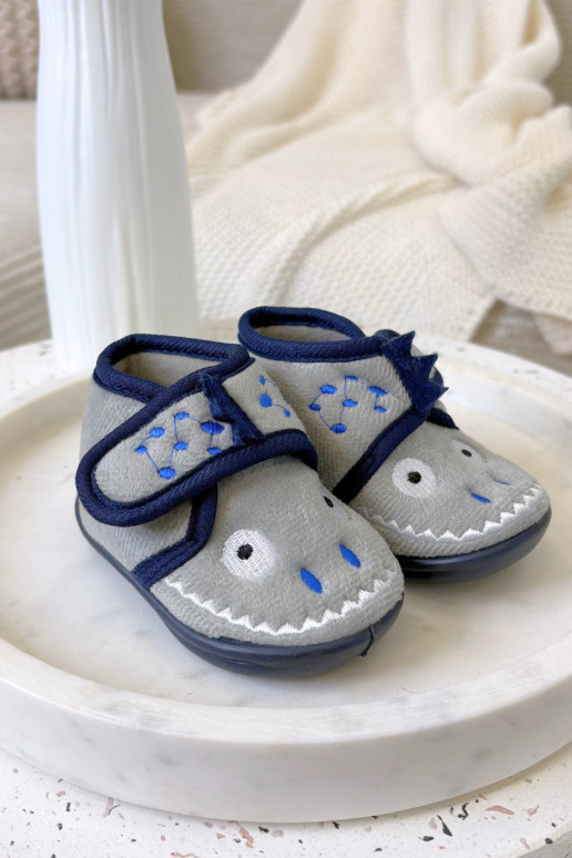 Zapatillas de casa grises con velcro para niños "Jeselle"