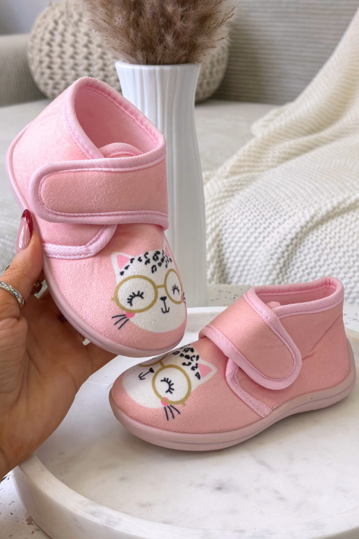 Zapatillas de casa rosas con velcro para niños "Katline"