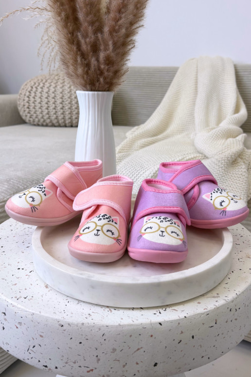 Zapatillas de casa rosas con velcro para niños "Katline"