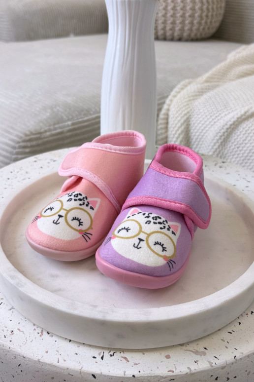 Zapatillas de casa rosas con velcro para niños "Katline"
