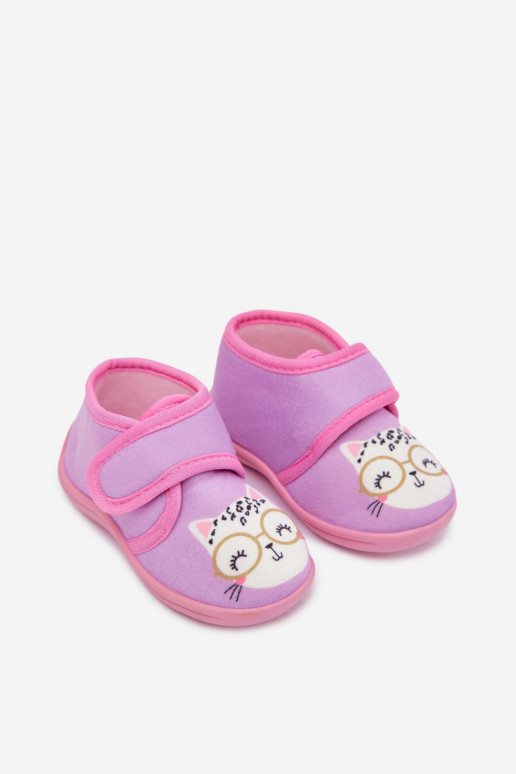 Zapatillas de casa violetas con velcro para niños "Katline"