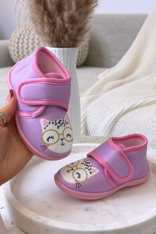 Zapatillas de casa violetas con velcro para niños "Katline"