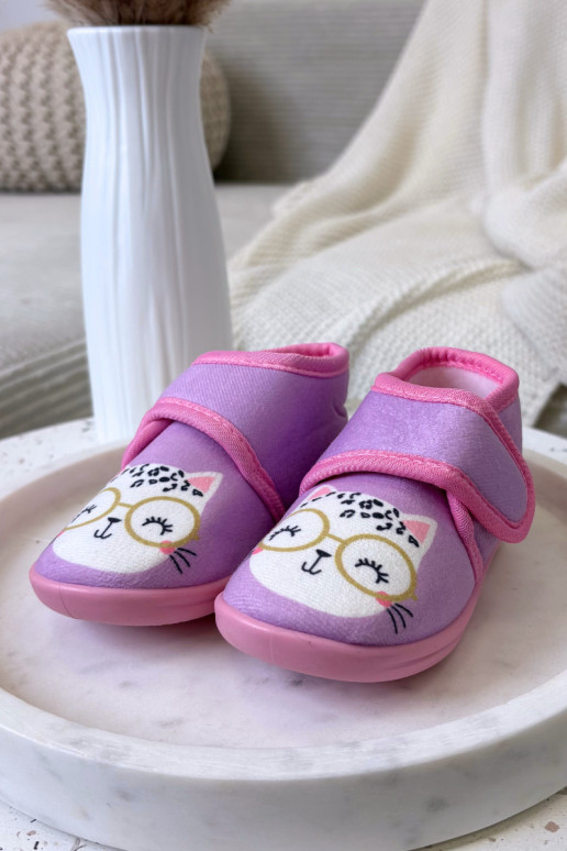 Zapatillas de casa violetas con velcro para niños "Katline"