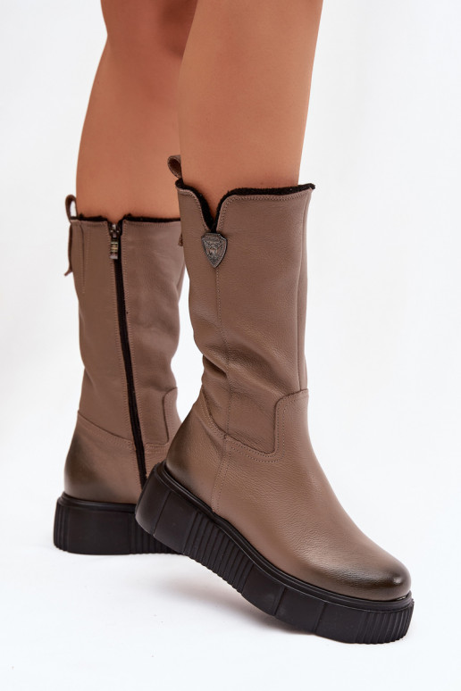 Zazoo 70121 Piel Femenino botas Con Vilna beige