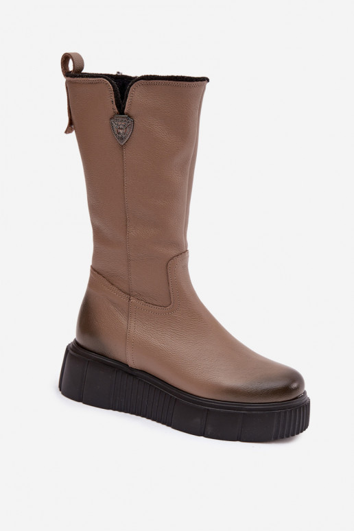 Zazoo 70121 Piel Femenino botas Con Vilna beige