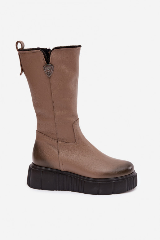 Zazoo 70121 Piel Femenino botas Con Vilna beige