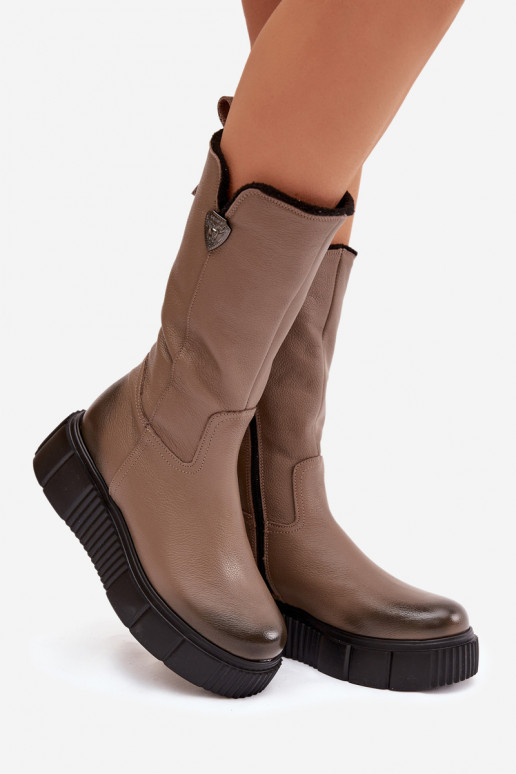 Zazoo 70121 Piel Femenino botas Con Vilna beige