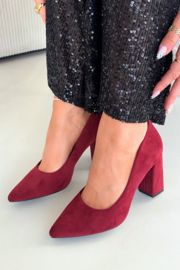 Zapatos de ante con tacones, color burdeos Sergio Leone PB216 2