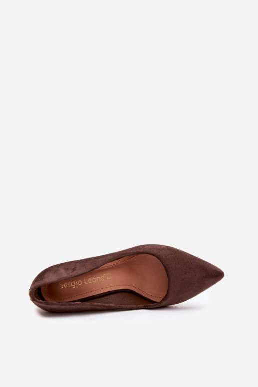 Zapatos de gamuza con tacones Sergio Leone PB216 CzekoladoAe