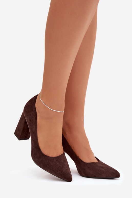 Zapatos de gamuza con tacones Sergio Leone PB216 CzekoladoAe