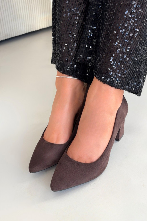 Zapatosde gamuza ecológicau con tacones Sergio Leone PB414 CzekoladoAe