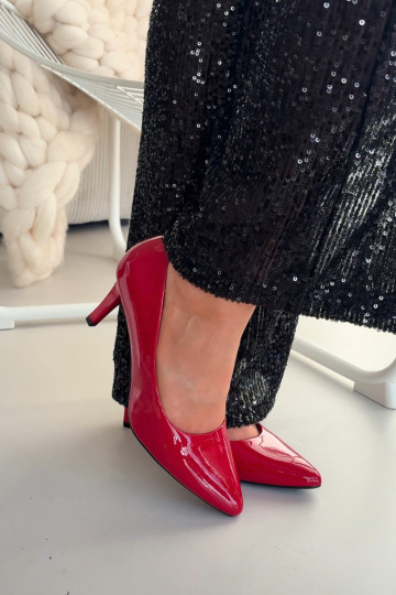 Zapatos de tacón rojos con efecto charol Sergio Leone 1336