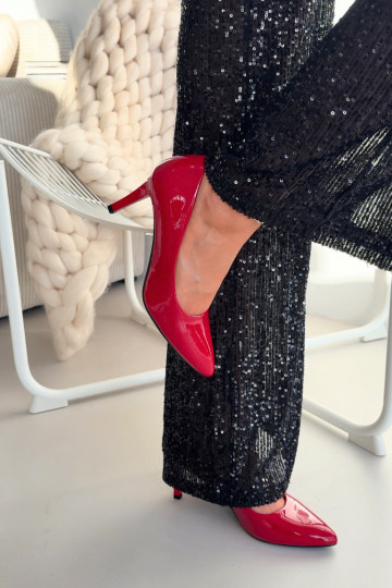 con efecto barniz zapatos de tacón alto Sergio Leone 1336 color rojo 2