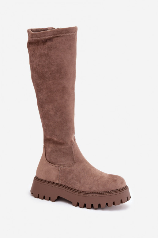 calentamiento botas de mujer con una plataforma Big Star OO274722 beige